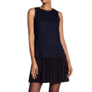 Rebecca Taylor Lace Overlay Pleated Skirt Dress 10